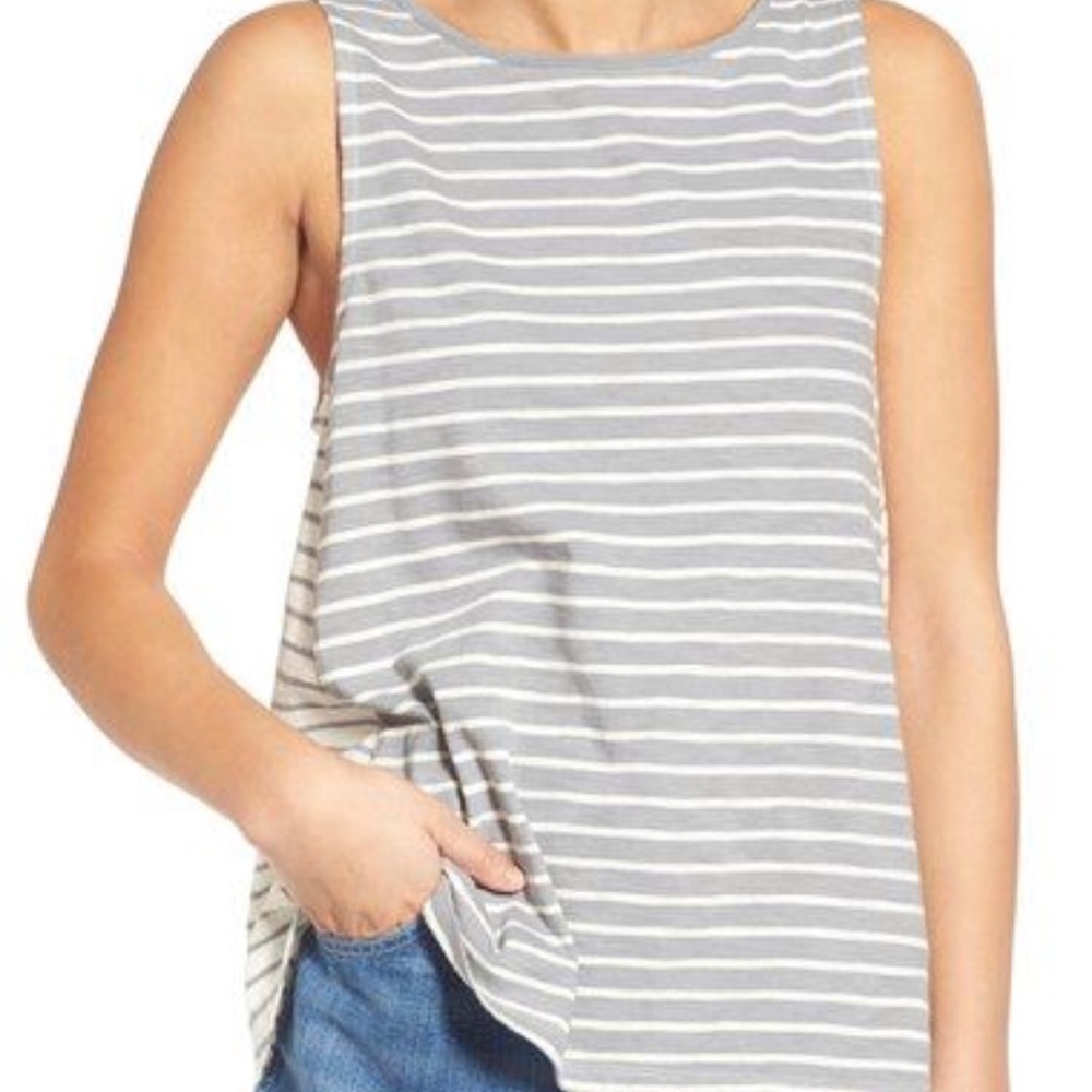 Madewell Forward Seam Stripe Dusk Grey Tank